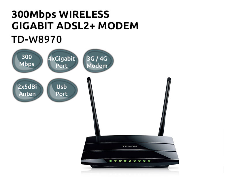 مودم روتر +ADSL2 بی سیم تی پی لینک Modem Router Tp-Link TD-W8970