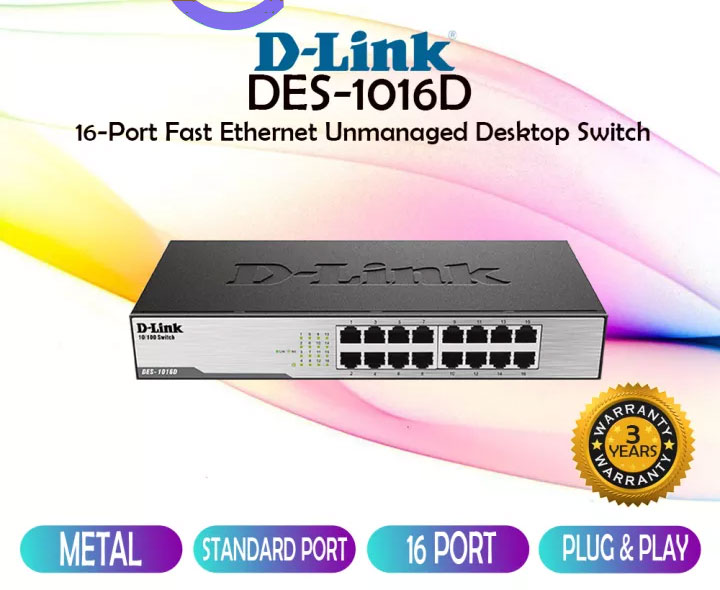 سوئیچ شبکه دی لینک D-Link DES-1016D دسکتاپ/رکمونت 16 پورت 10/100Mbps 