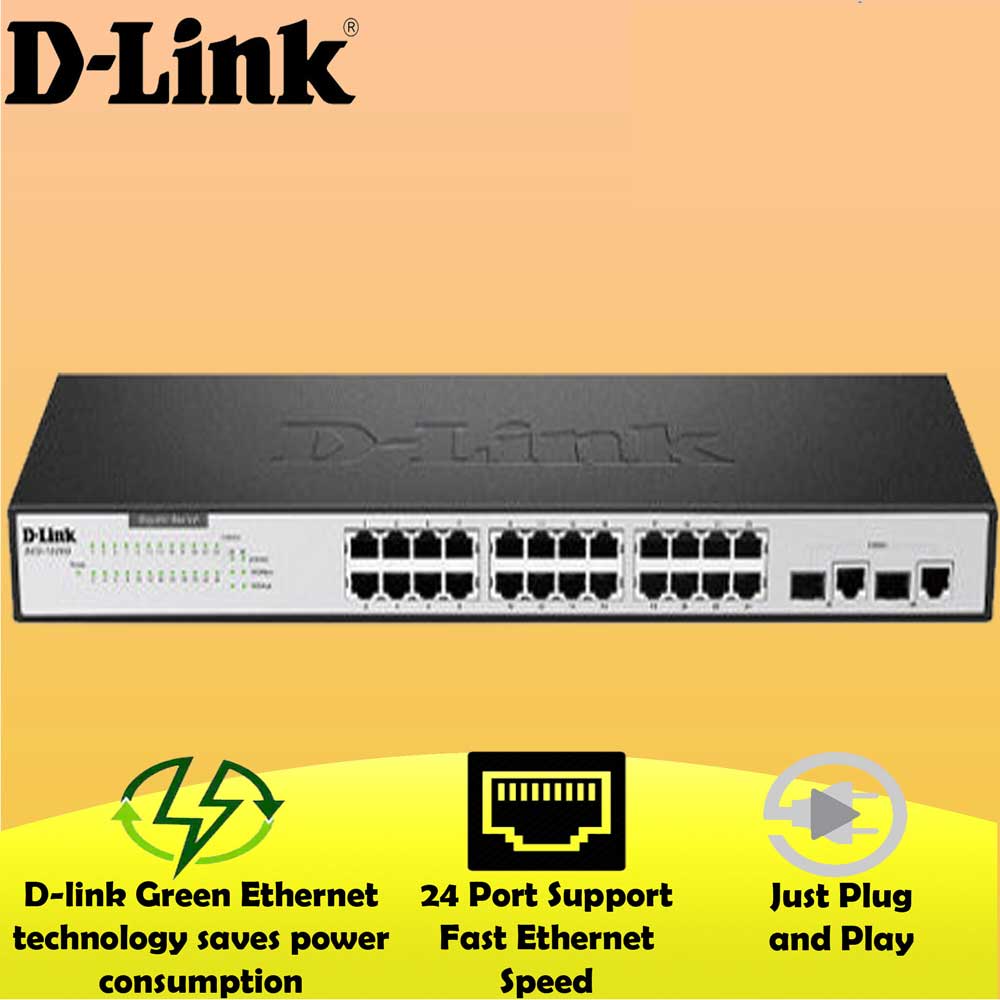 سوئیچ شبکه دی لینک D-Link DES-1026G رکمونت 24 پورت 10/100Mbpsبا 2 پورت 10/100/1000Mbps