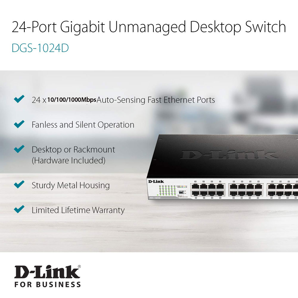 سوئیچ شبکه دی لینک D-Link DGS-1024D دسکتاپ/رکمونت 24 پورت 10/100/1000Mbps