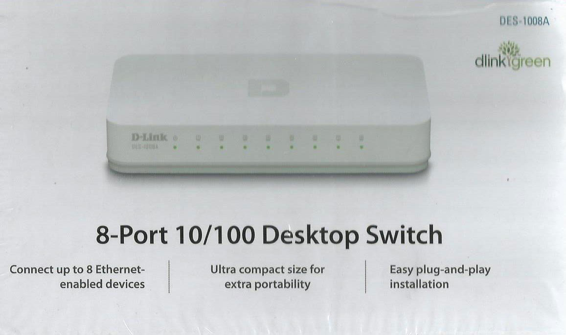سوییچ شبکه دی لینک D-link DGS-1008A دسکتاپ 8 پورت 10/100/1000Mbps