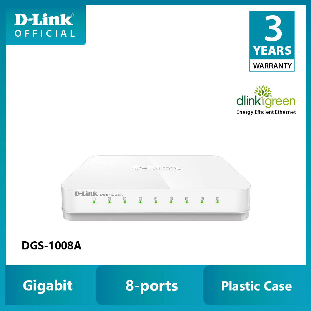 سوییچ دی لینک D-link DGS-1008A دسکتاپ 8 پورت 10/100/1000Mbps