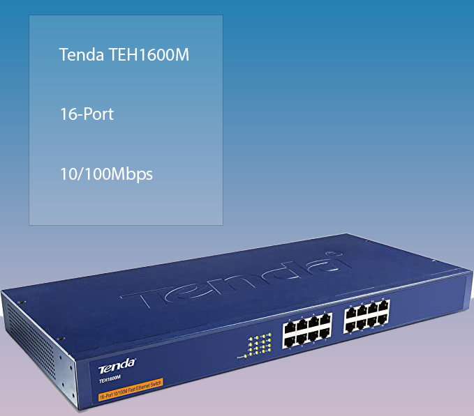سوییچ شبکه تندا Tenda TEH-1600M رکمونت 16 پورت 10/100Mbps