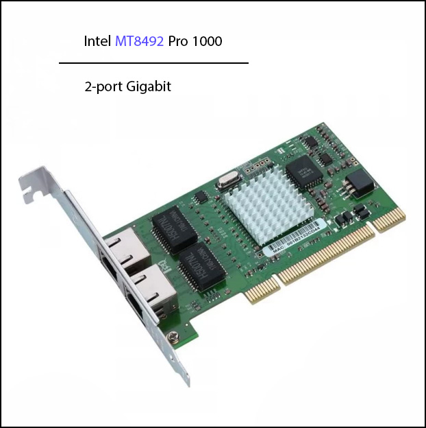 کارت شبکه اینتل intel MT8492 Poro 1000 گیگابیت دو پورت PCI