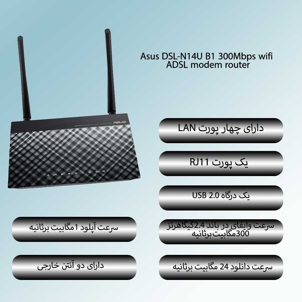 مودم روتر ADSL ایسوس Asus DSL-N14U B1 وایفای N300