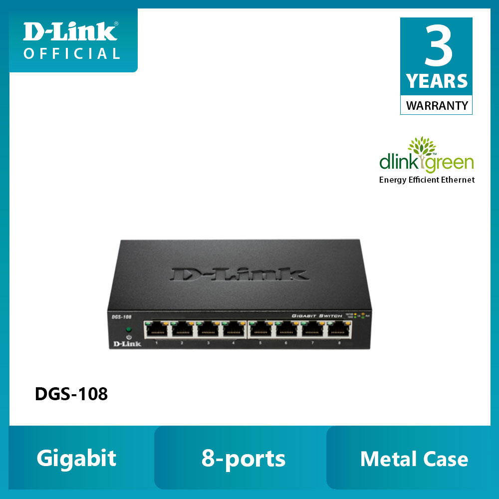 سوئیچ دی لینک D-Link DGS-108 دسکتاپ شبکه 8 پورت 10/100/1000Mbps