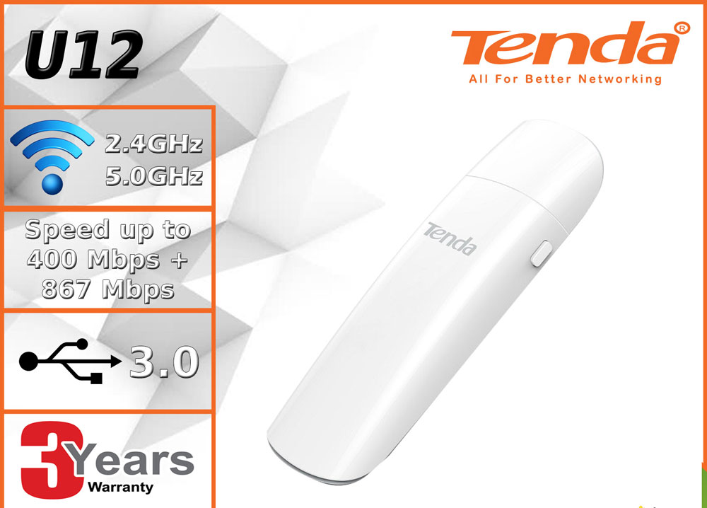کارت شبکه بی سیم تندا Tenda U12 سرعت AC1300