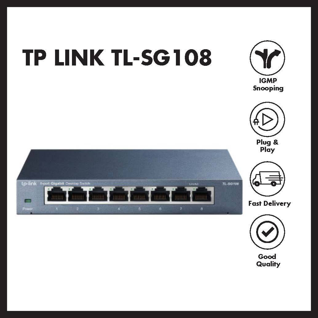 سوییچ شبکه تی پی لینک TP-Link TL-SG108 دسکتاپ 8 پورت 10/100/100Mbps فلزی