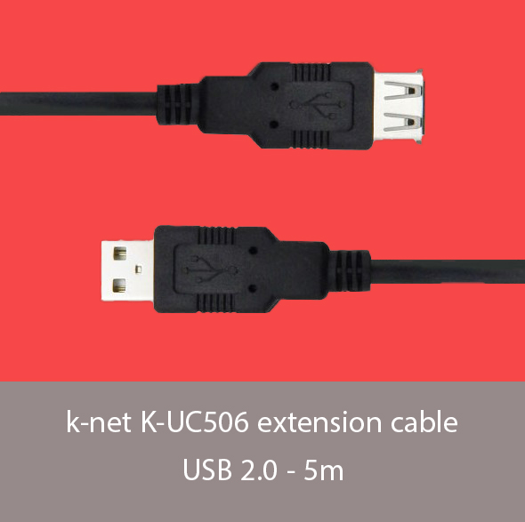 کابل افزایش طول USB 2.0 کی نت k-net K-CUE20050 طول 5 متر