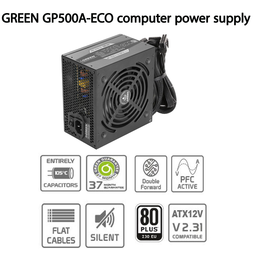 منبع تغذیه کامپیوتر گرین GREEN GP500A-ECO Rev3.1