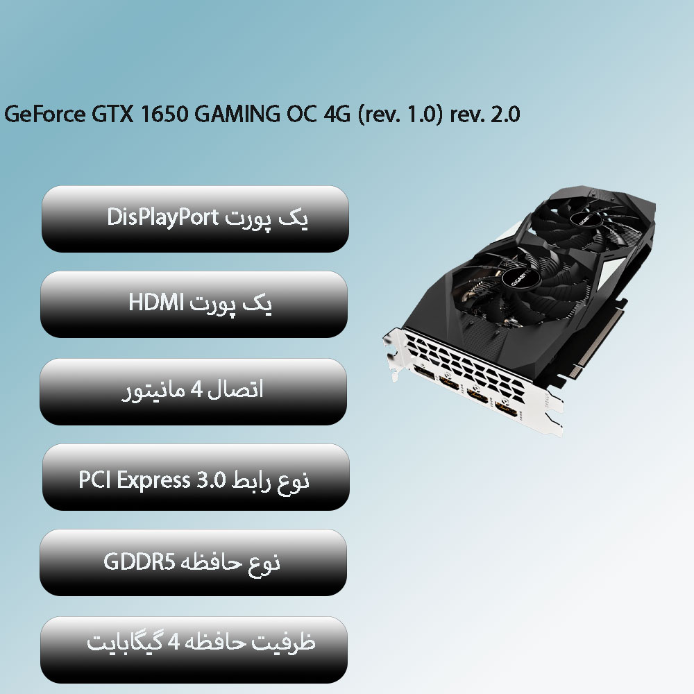 کارت گرافیک گیگابایت GIGABYTE GTX 1650 Gaming OC 4G