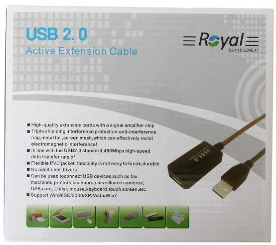 کابل افزایش USB رویال 038 طول 20 متر