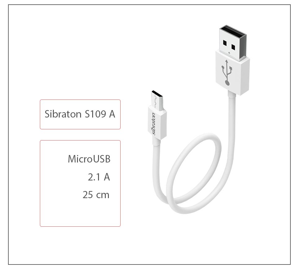 کابل USB به Micro USB سیبراتون S109 A طول 0.25 متر