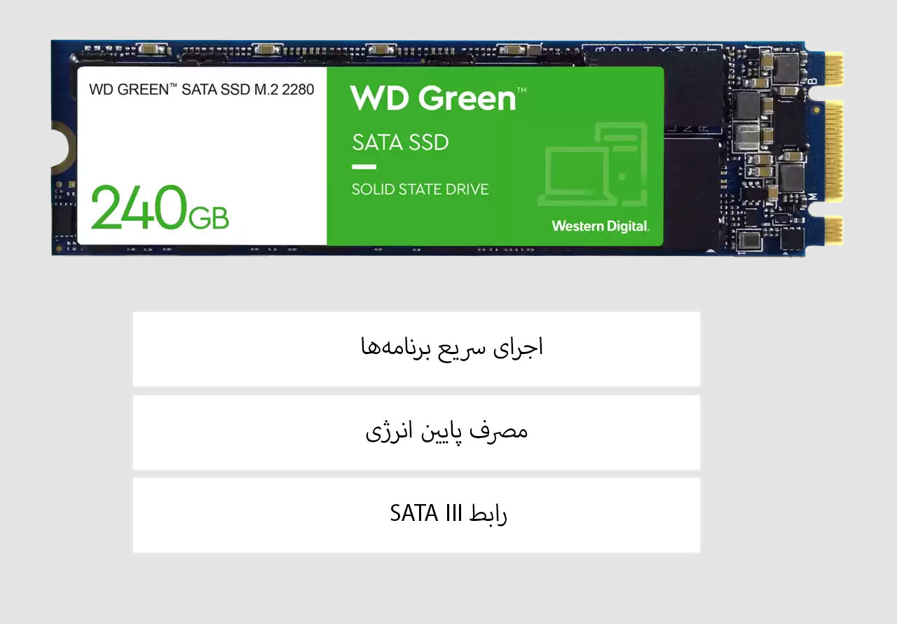 حافظه SSD اینترنال وسترن دیجیتال Western Digital GREEN M.2 ظرفیت 240GB