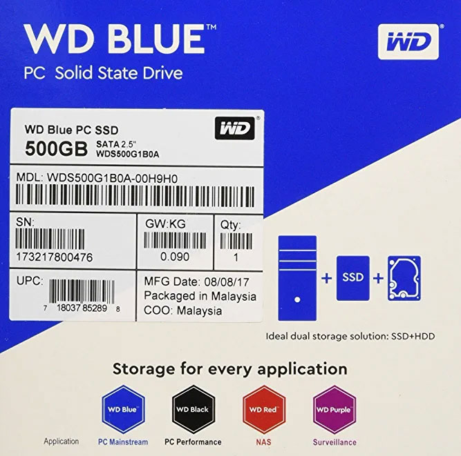 حافظه SSD وسترن دیجیتال Western Digital BLUE WDS500G1B0A اینترنال 500GB