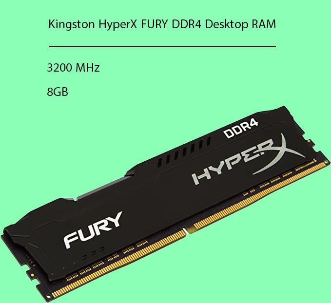 رم کامپیوتر DDR4 کینگستون HyperX FURY ظرفیت 8 گیگابایت 3200MHz