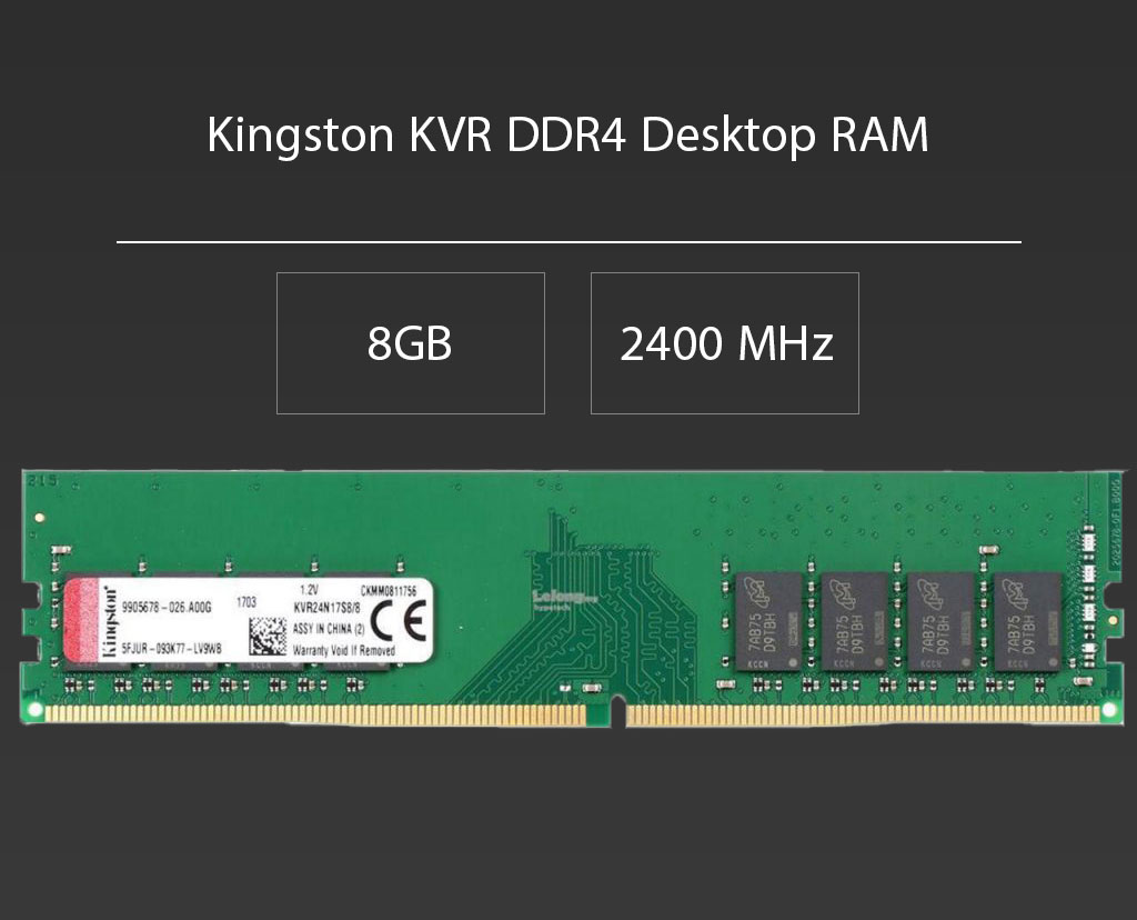 رم دسکتاپ DDR4 کینگستون Kingston KVR ظرفیت 8 گیگابایت 2400MHz