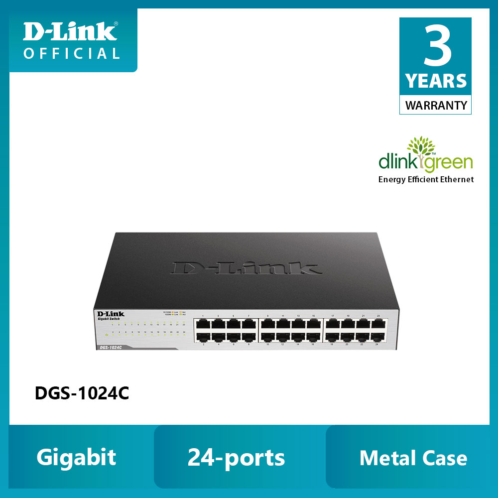 سوئیچ دی لینک D-Link DGS-1024C رومیزی / رکمونت 24 پورت 10/100/1000Mbps