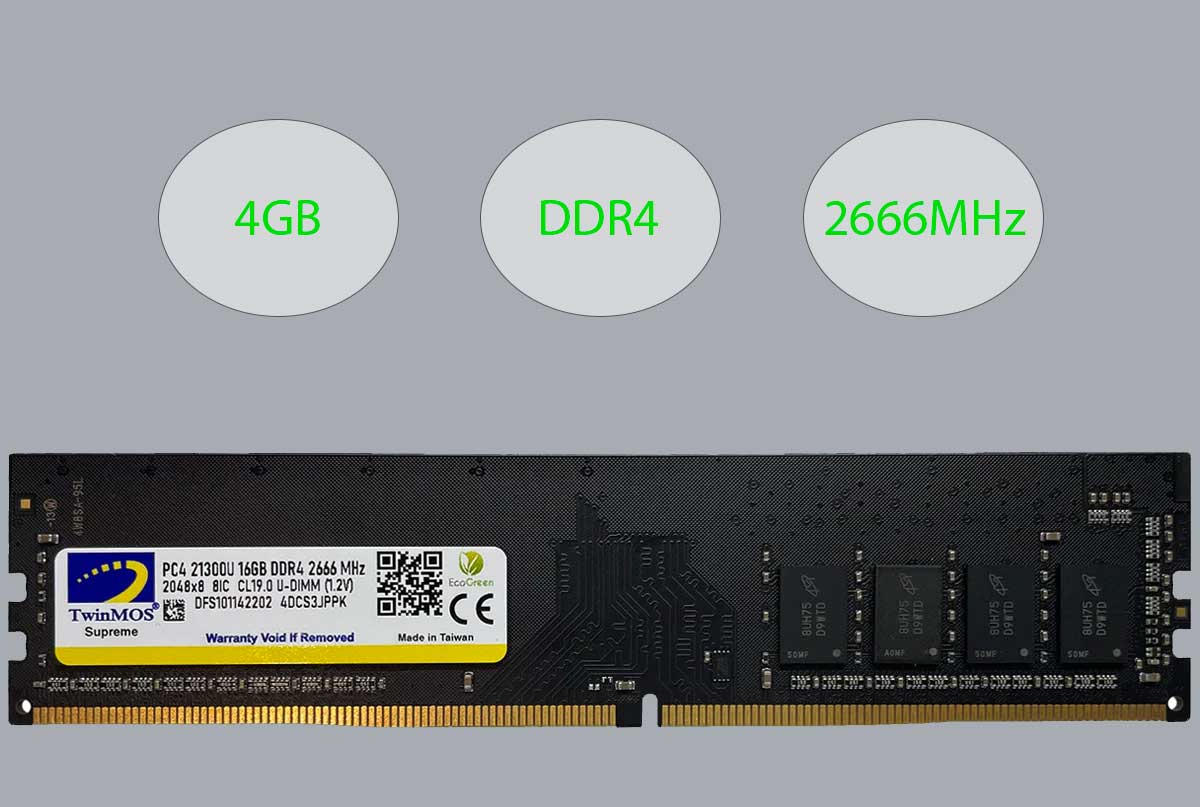 رم کامپیوتر DDR4 تویین موس TWIN MOS ظرفیت 4 گیگابایت 2666MHz