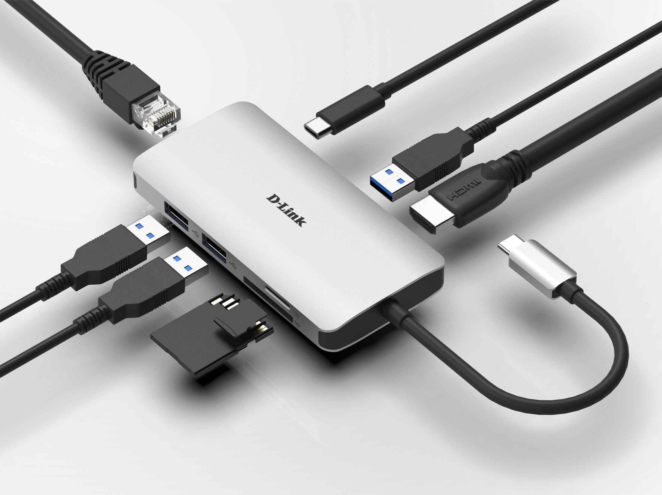 هاب USB-C دی لینک D-link DUB-M810 با HDMI/Ethernet/Card Reader/Power