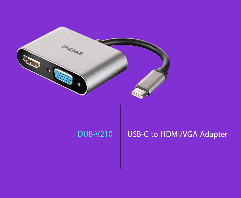 مبدل USB C به VGA و HDMI دی لینک D-Link DUB-V210