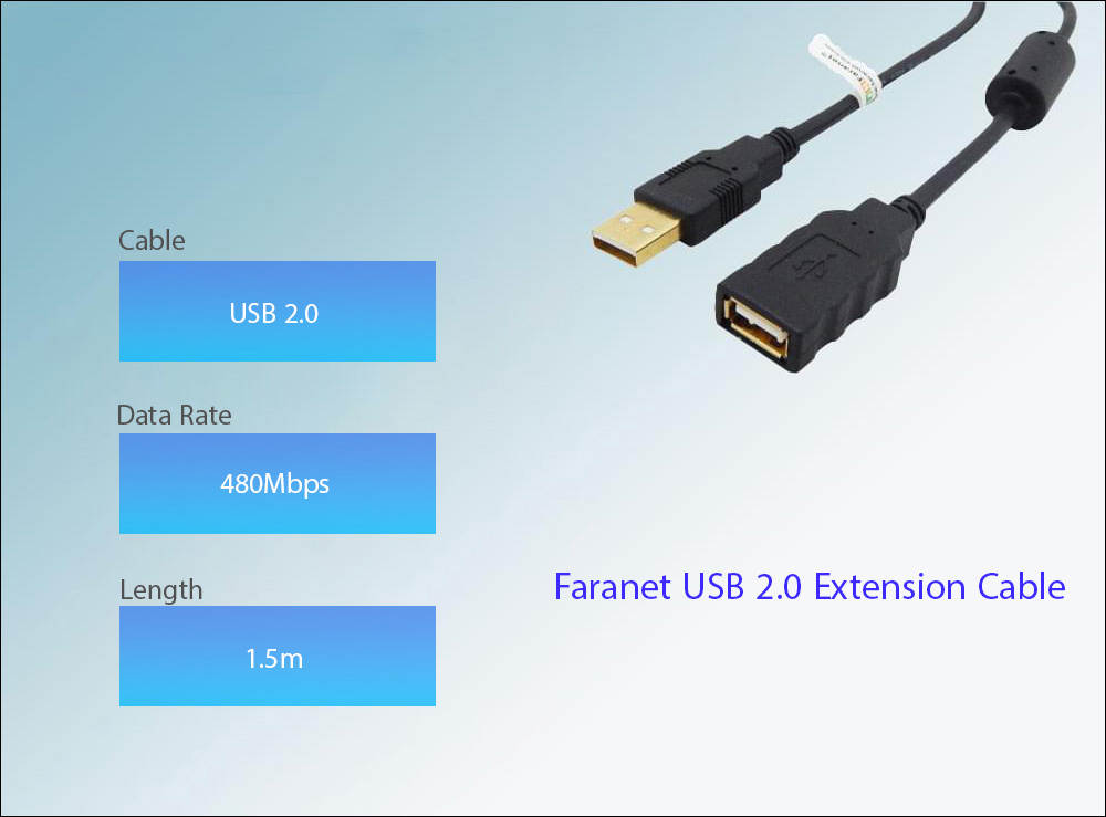کابل افزایش USB 2.0 فرانت 1.5 متری