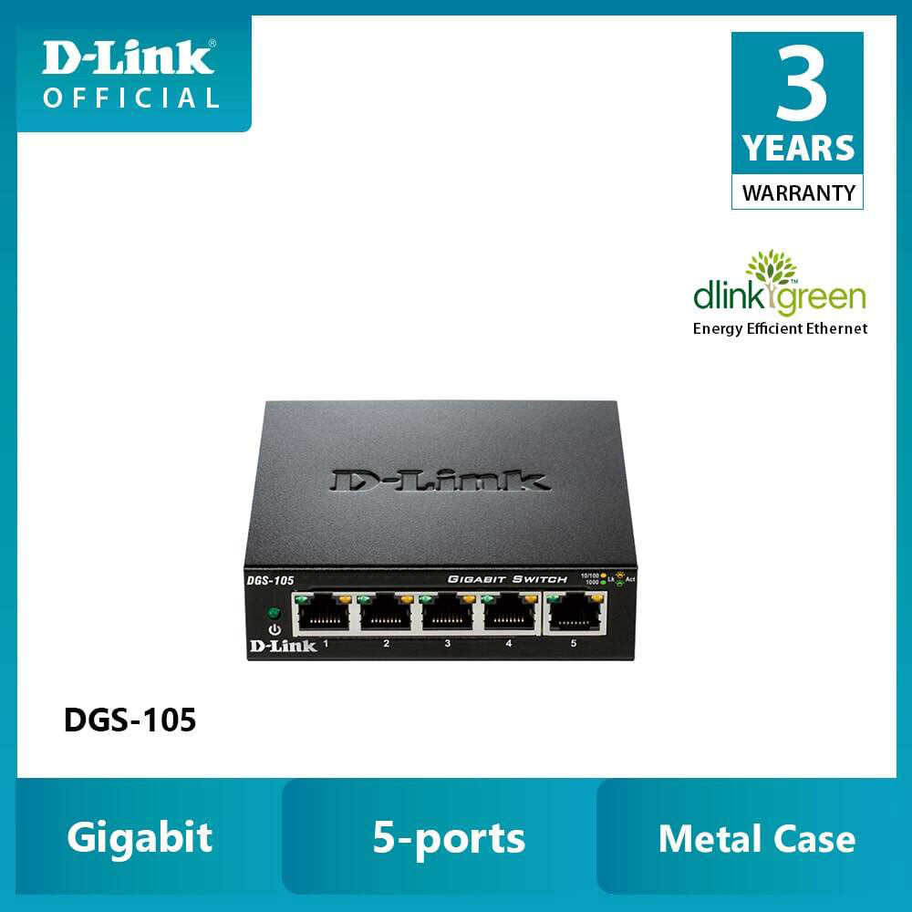 سوئیچ دی لینک D-Link DGS-105 دسکتاپ شبکه 5 پورت 10/100/1000Mbps