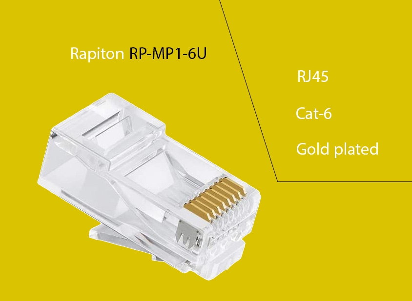 سوکت شبکه رپیتون Rapiton RP-MP1-6U پک 100 عددی Rj45 Cat6 UTP