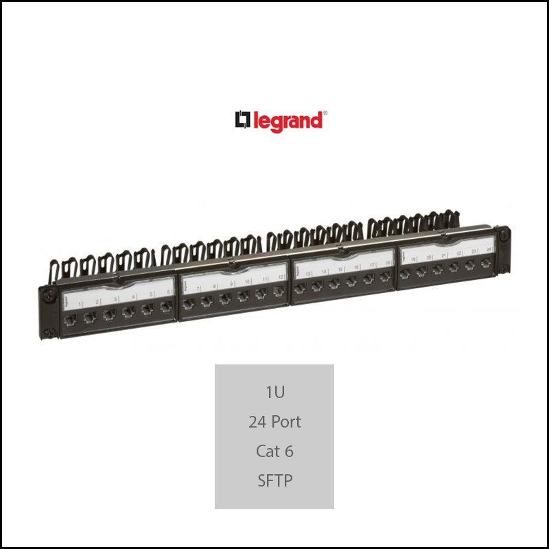 پچ پنل Cat6 SFTP لگراند Legrand 0 335 63 رکمونت Patch panel Unloaded 24 Port همراه با کیستون