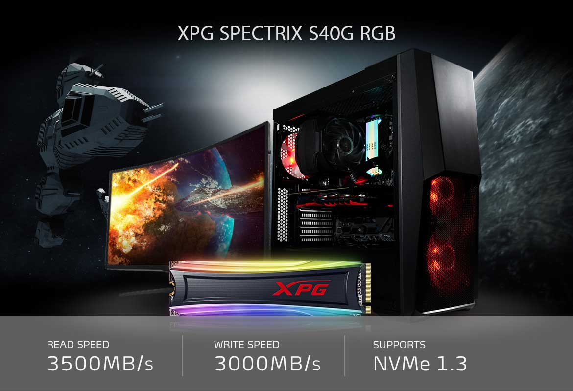 حافظه SSD اینترنال ADATA XPG SPECTRIX S40G RGB M.2 ظرفیت 256GB