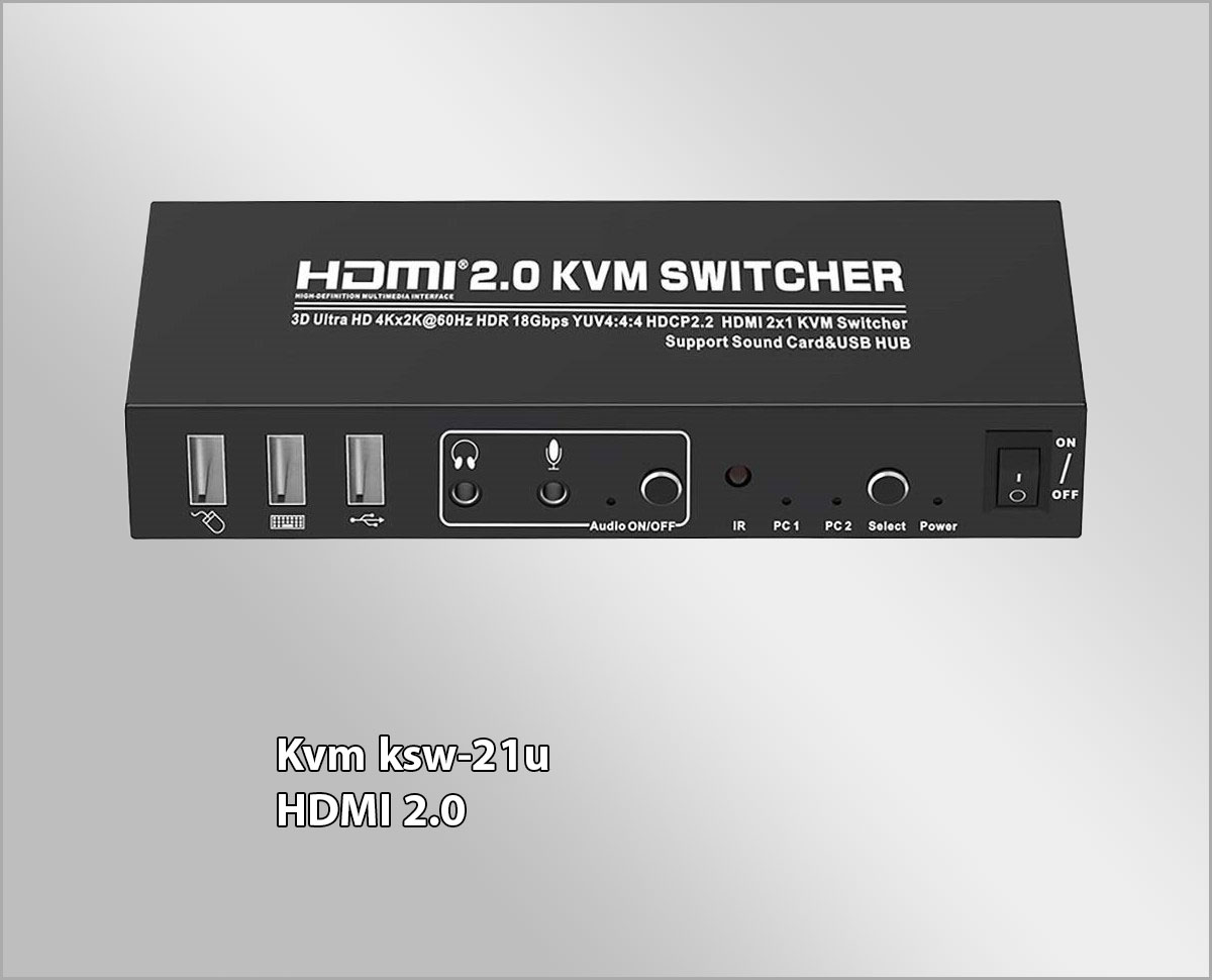 کی وی ام سوئیچ HDMI تی سی تی TCT Kvm ksw-21u با 2 پورت USB