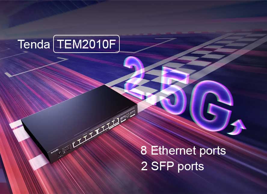 سوئیچ شبکه تندا Tenda TEM2010F با 8 پورت 2.5G و 2 پورت SFP 2.5G