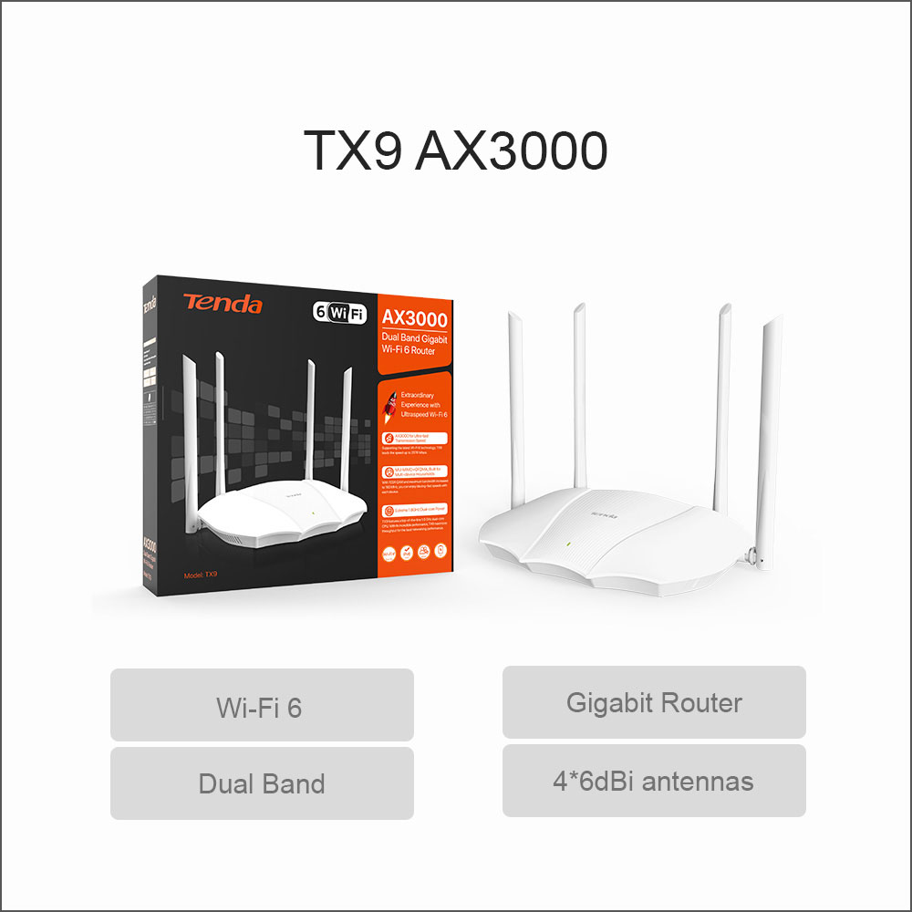 روتر بی سیم WI-FI 6 تندا Tenda TX9 گیگابیت دو بانده AX3000
