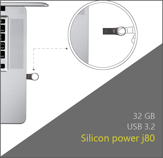 فلش مموری سیلیکون پاور silicon power j80 ظرفیت 32 گیگابایت USB3.2