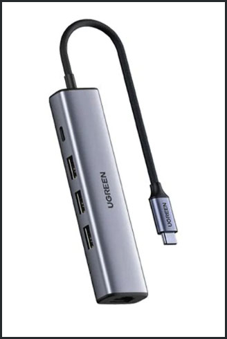 هاب Type C یوگرین Ugreen CM475 با خروجی 3 پورت USB 3.0 و 1 پورت شبکه گیگابیت و 1 پورت USB C