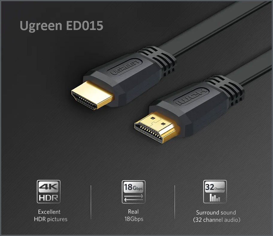کابل HDMI 4K فلت یوگرین Ugreen ED015 ورژن V2.0 طول 5 متر