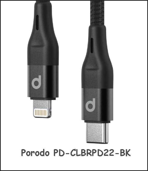 کابل USB-C به لایتنینگ پرودو Porodo PD-CLBRPD22-BK