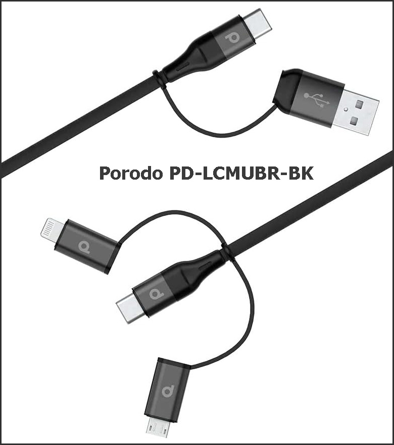 کابل شارژ پرودو Porodo PD-LCMUBR-BK