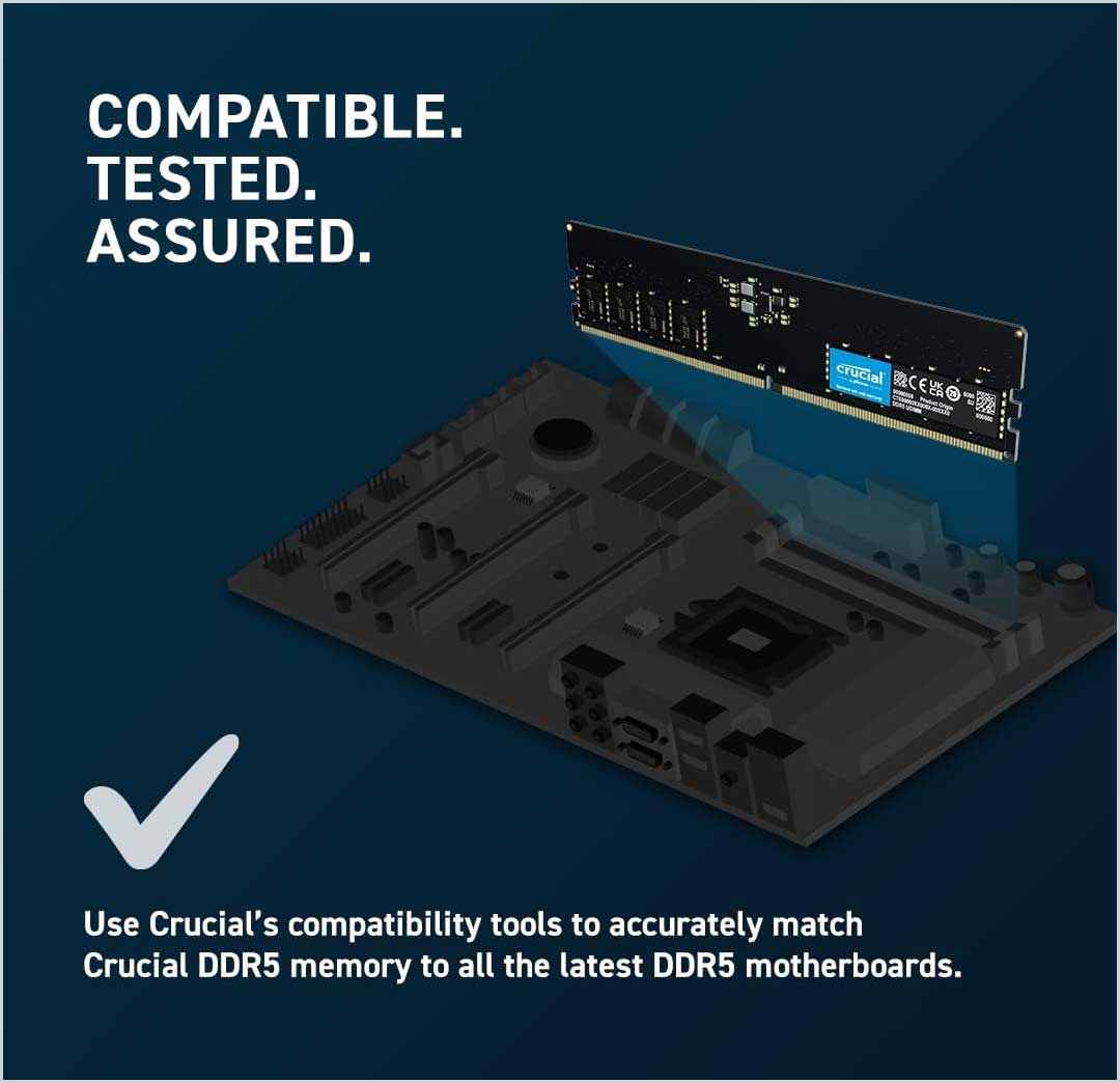 رم کامپیوتر DDR5 کروشیال Crucial ظرفیت 16 گیگابایت 4800Mhz 