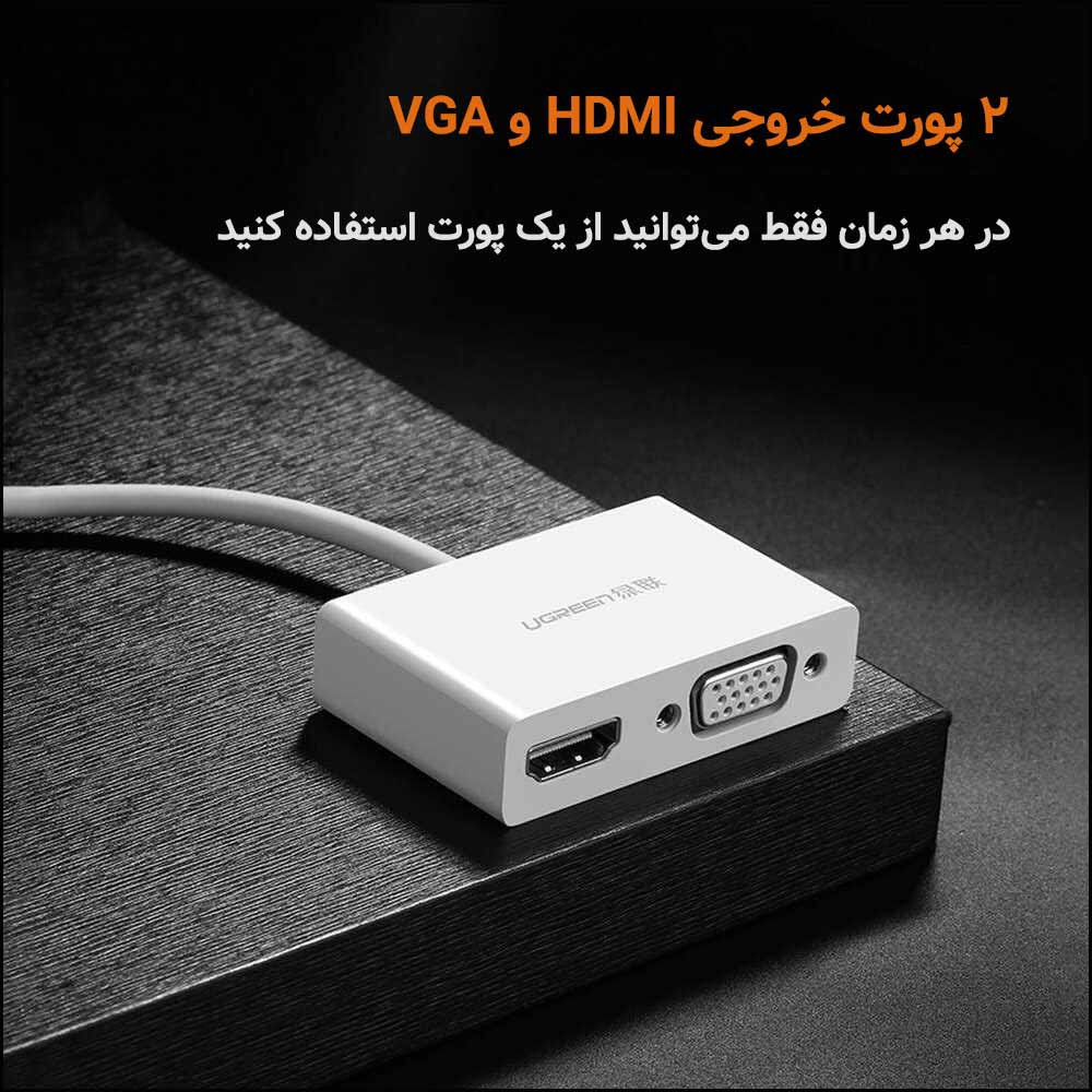مبدل Type C به HDMI و VGA یوگرین Ugreen MM123