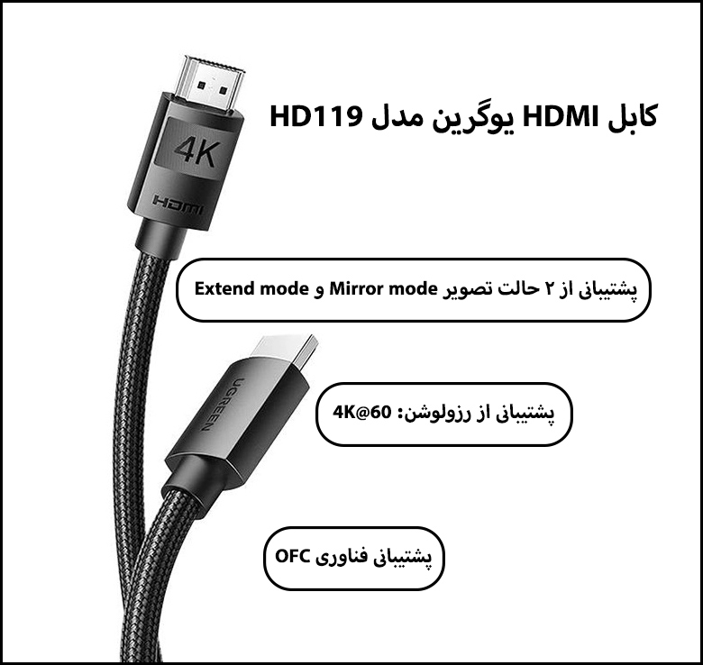 کابل HDMI یوگرین Ugreen HD119 طول 1 متر