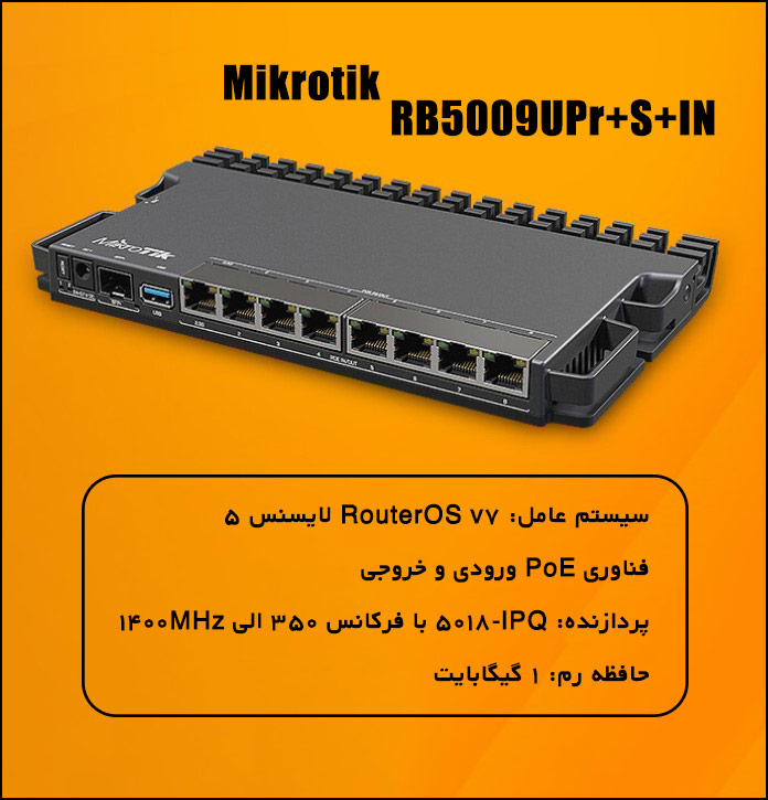 روتر PoE میکروتیک Mikrotik RB5009UPr+S+IN