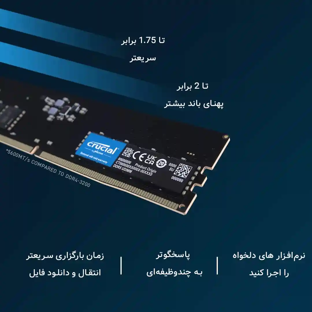 رم کامپیوتر کروشیال Crucial DDR5 5200 32GB